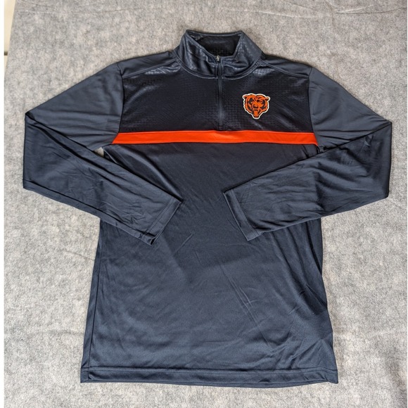 Mens Chicago Bears NFL Team Apparel Quarter Zip Pullover Shirt Size M - Picture 2 of 7